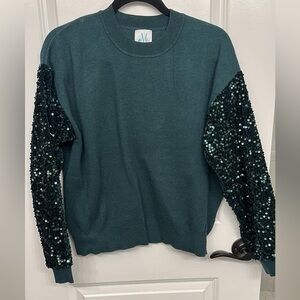 Shop the mint sequin sleeve sweater